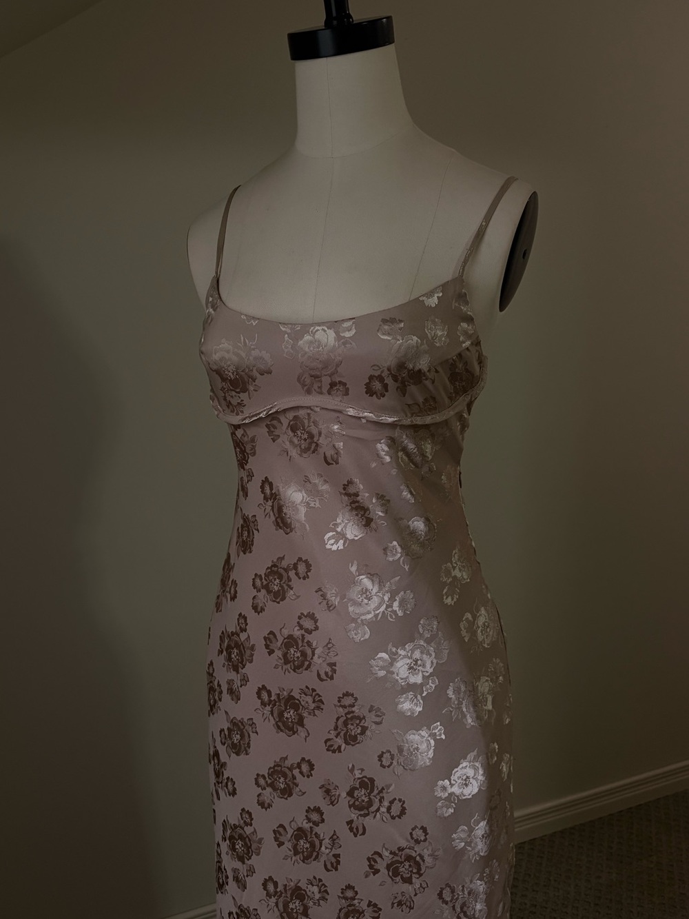 Floral Jacquard Maxi Slip Dress w bust detail